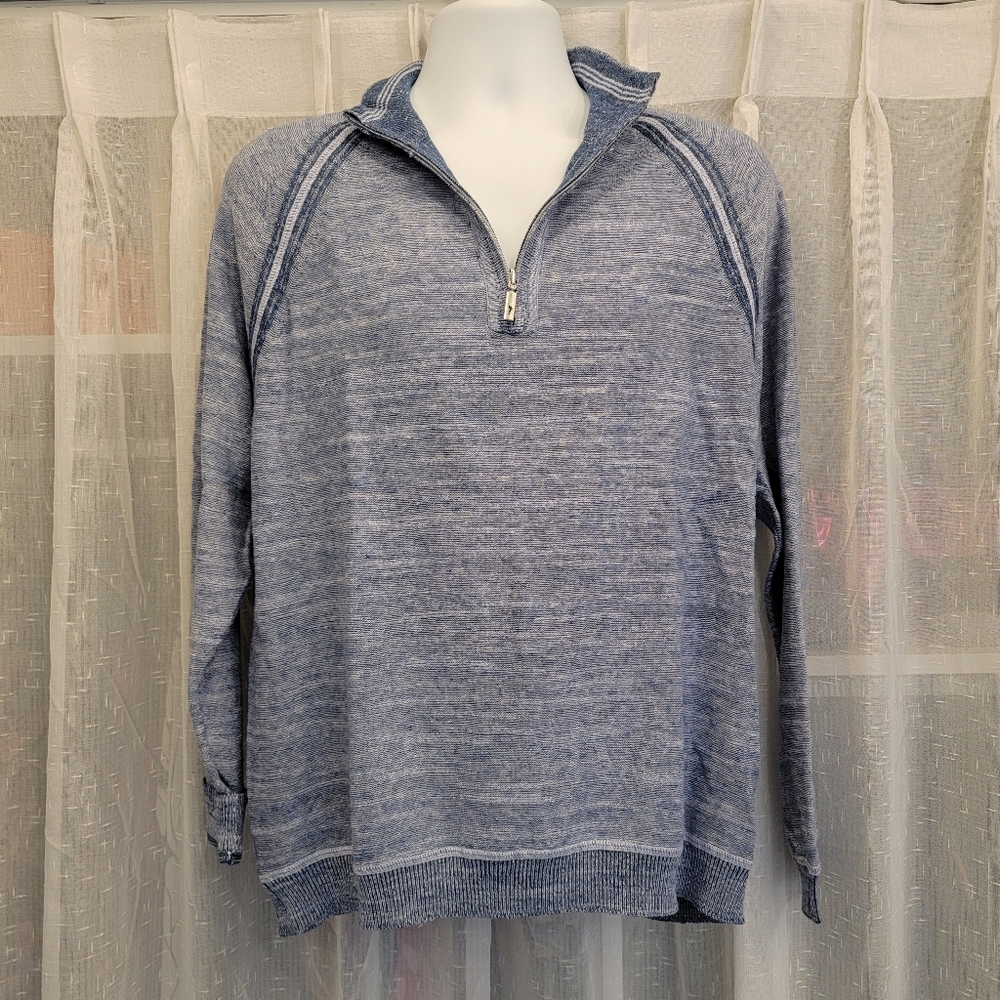 Tommy Bahama Quarter Zip Sweater Reversible Blue Size Medium NWOT